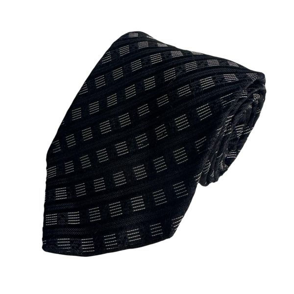 VALENTINO 范倫鐵諾 黑色幾何圖形領帶 領結 絲綢（中古） 