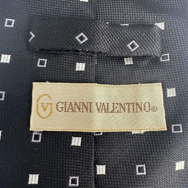 VALENTINO 范倫鐵諾 黑色白方格領帶 領結 絲綢（中古） 