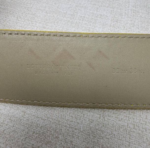 Bottega Venetia 黃 編織銀頭 皮帶 腰帶 