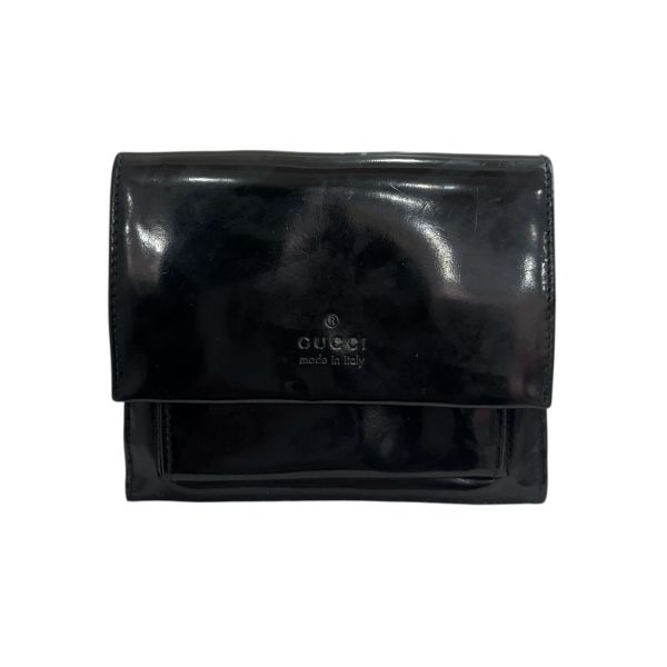 Gucci 黑色漆皮零錢袋短夾 
