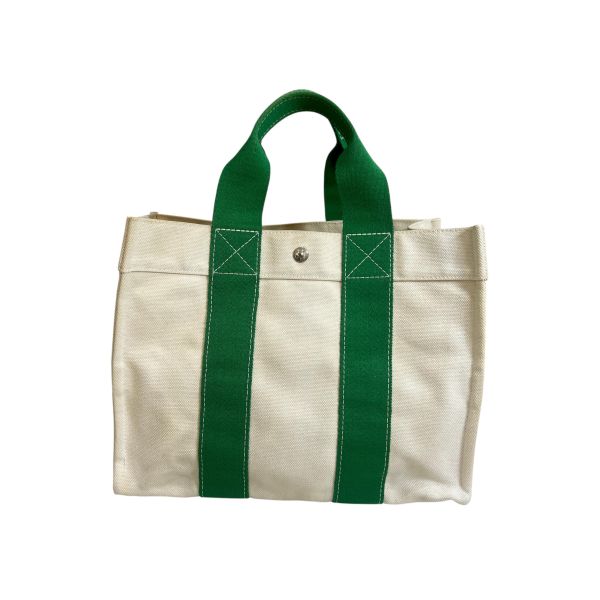 Hermès 帆布青蘋果綠手提包 