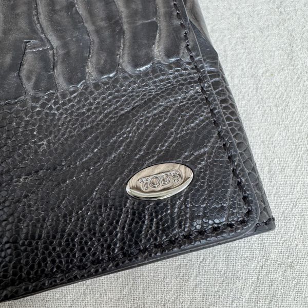 TODS 黑色鱷魚皮卡包 