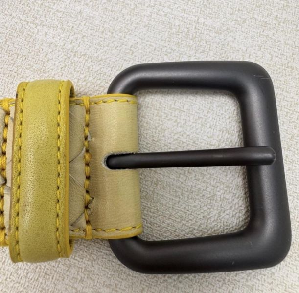 Bottega Venetia 黃 編織銀頭 皮帶 腰帶 