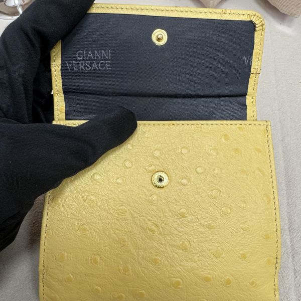 Versace 黃色鴕鳥皮錢包 