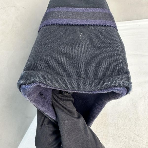 Hermès 中古紫拼黑小號帆布手袋 