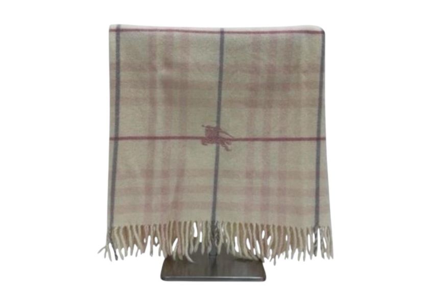 BURBERRY 巴寶莉 純羊毛 經典格紋 羊毛圍巾 披肩 流蘇 頸巾 