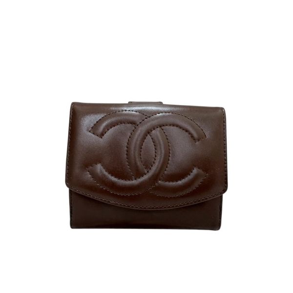 Chanel 咖啡短夾 
