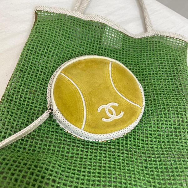 Chanel 綠色網球網兜單肩包 