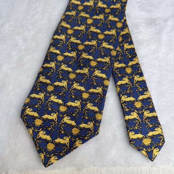Versus 藍老虎圖紋 領帶（中古） 