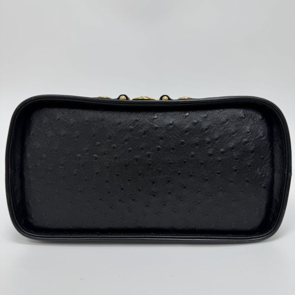 Versace 黑金鴕鳥紋手提包​​ 