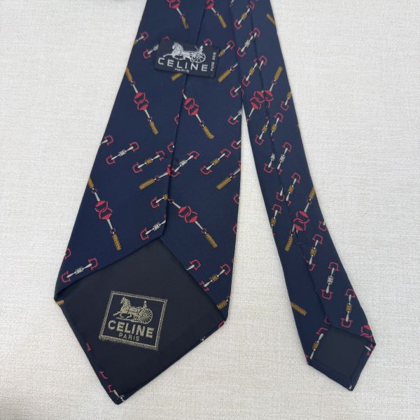 CELINE 藍 多圖 領帶 領結 絲綢（中古） 