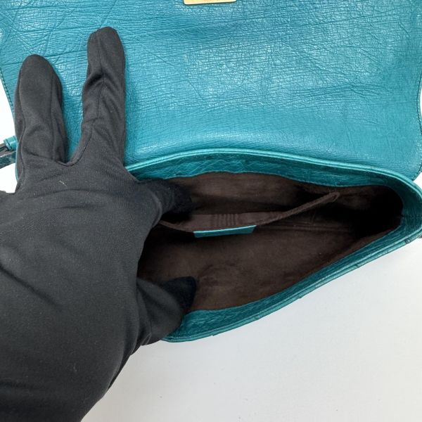 Gucci 竹節細節鴕鳥皮肩背包 