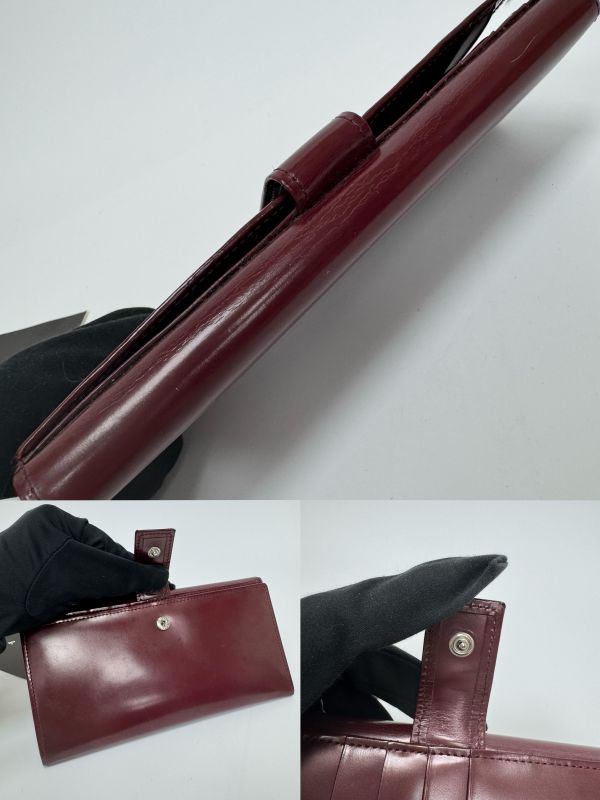 Agnes B酒紅色漆皮長夾 