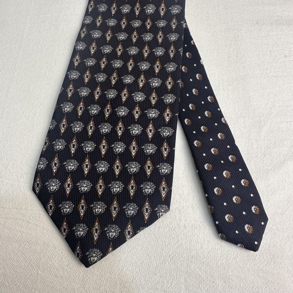 VERSACE 經典美杜莎菱格領帶 領結 絲綢（中古） 