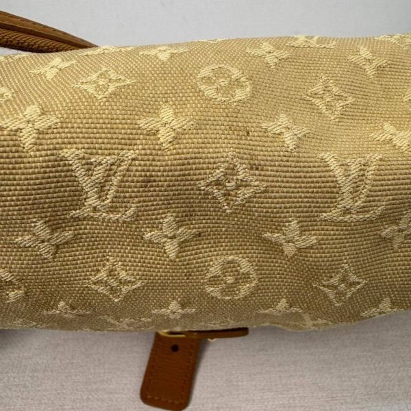 Louis Vuitton 黃色丹寧拼焦糖皮革斜背包 