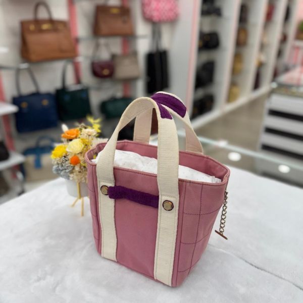 CHANEL 復古粉紫色帆布小托特包 