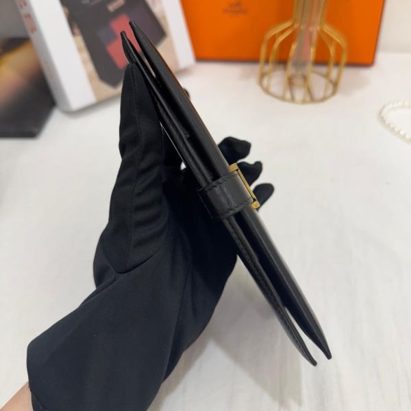 Hermès 黑色牛皮長夾 