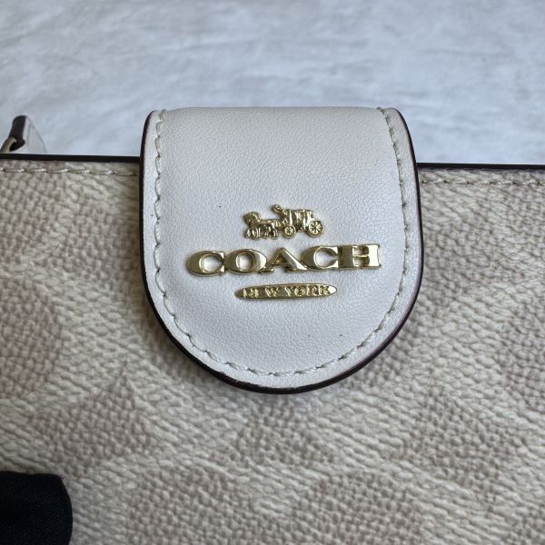 COACH 立體馬車緹花米白中夾 