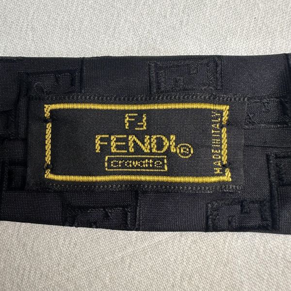 FENDI 黑色老花領帶（中古） 