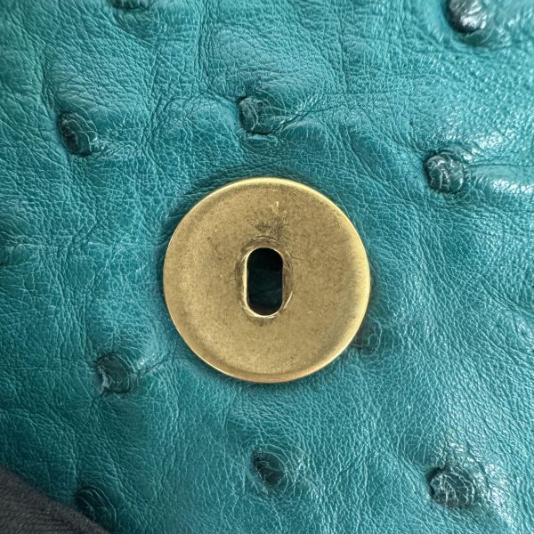 Gucci 竹節細節鴕鳥皮肩背包 