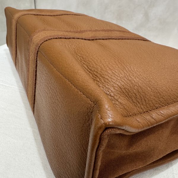 Hermès 帆布拼皮手提包 