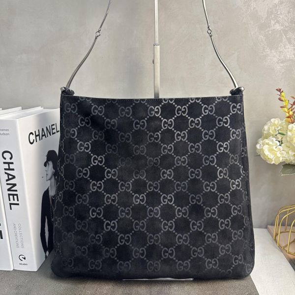 GUCCI GG柄 黑色麂皮肩背包 / 托特包* 