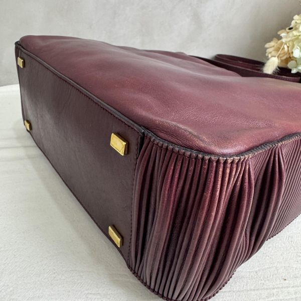 Celine 酒紅色單肩包 