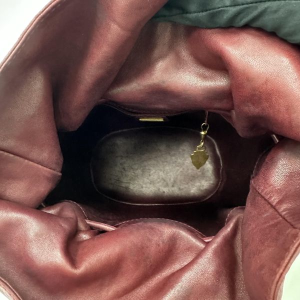 Gucci 古馳 酒紅色壓紋皮革水桶包 