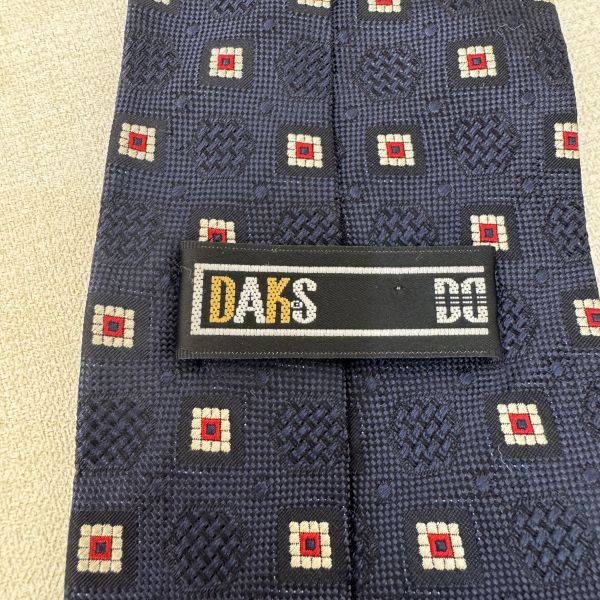 Daks 藍 方形圖紋 領帶（中古） 