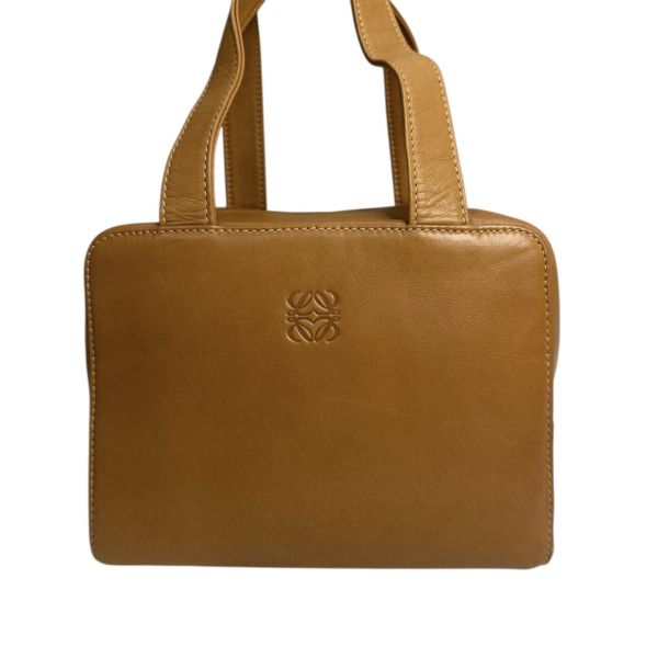 LOEWE 焦糖色手提方形便當包 