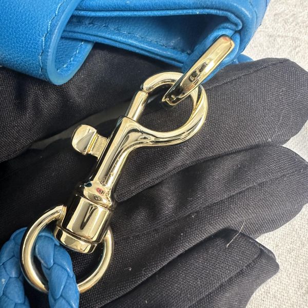 Bottega Veneta 中古藍色小編織多功能手機包 