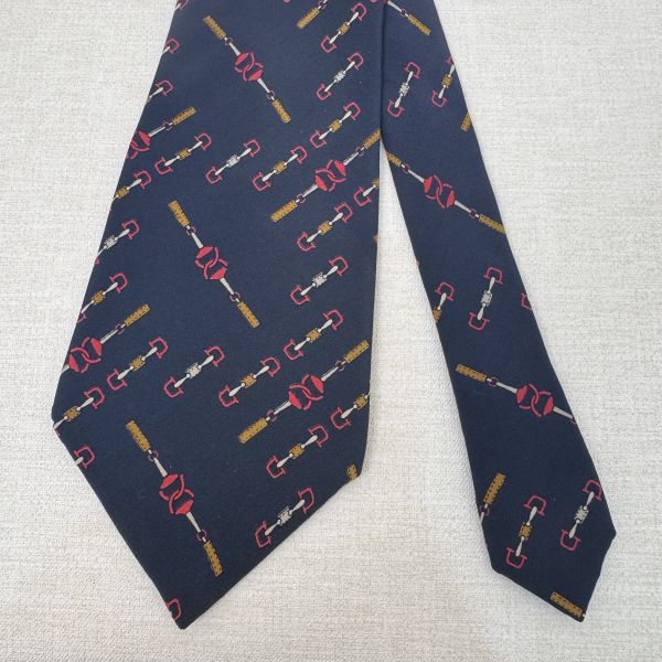 CELINE 藍 多圖 領帶 領結 絲綢（中古） 