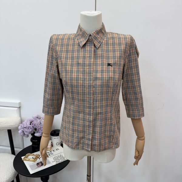 Burberry 七分袖格紋襯衫 