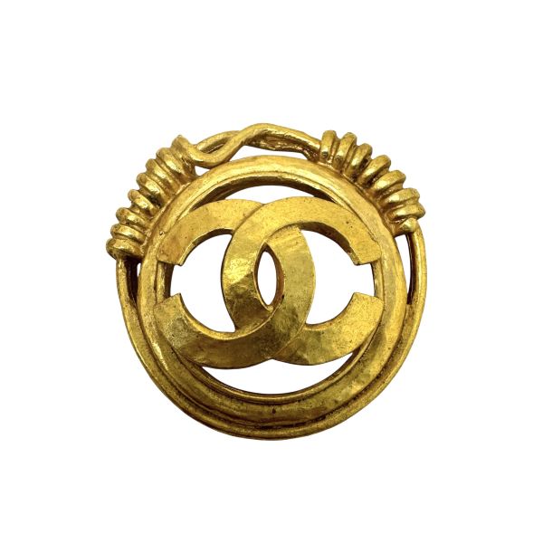 Chanel 金色復古圓形雙C 胸針 