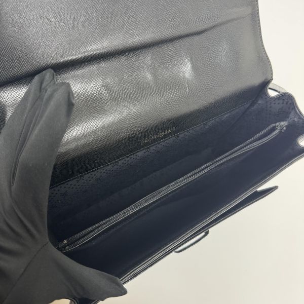 YSL 黑色鱷魚皮 斜挎包 