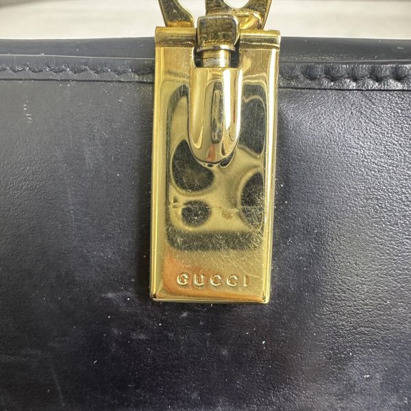 GUCCI 中古 黑色金扣G LOGO 短夾 