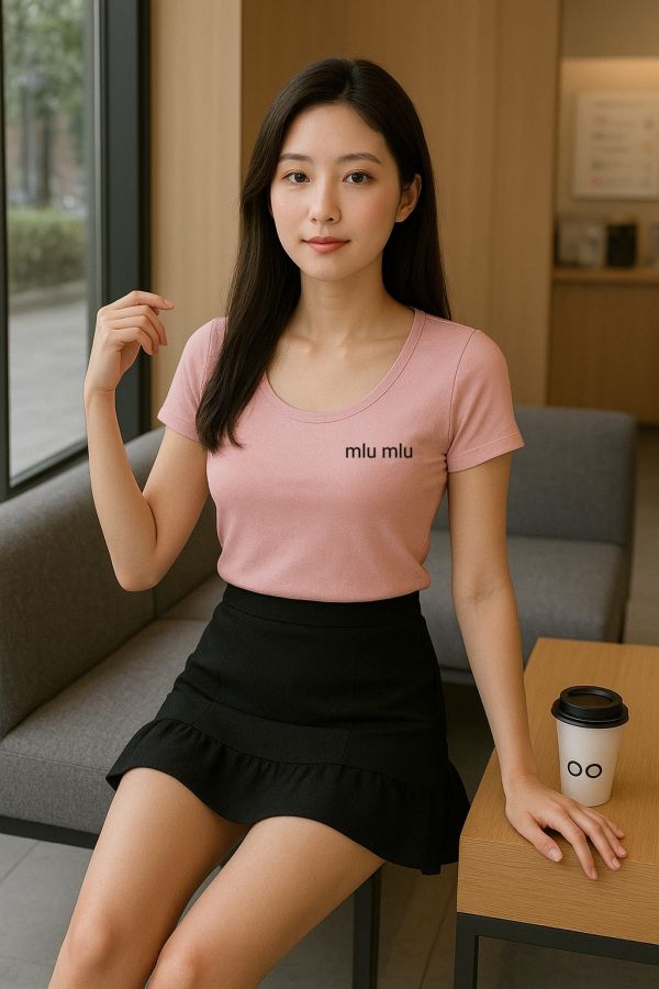 簡約字母刺繡舒適萊卡棉T 短版T、字母刺繡T、萊卡棉T、舒適上衣、日常T恤、韓系短T、休閒上衣、百搭T、短版上衣、簡約T、春夏T、女裝T