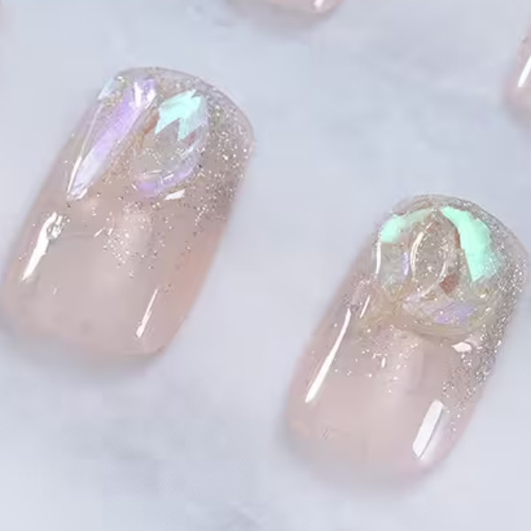 銀蔥爆閃晶體亮面×穿戴式手指甲片×二十四入 銀蔥指甲片、穿戴式指甲片、假指甲、亮面指甲片、24入、美甲、派對美甲、拍照美甲、婚禮美甲、閃亮指甲、韓系美甲