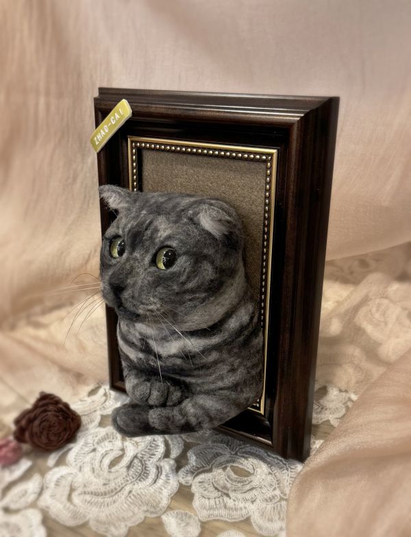 客製化擬真鋪毛羊毛氈相框 羊毛氈,客製,寵物客製化,羊毛氈手作,寵物羊毛氈,貓,擬真,鋪毛,客製毛孩,寵物紀念,羊毛氈紀念