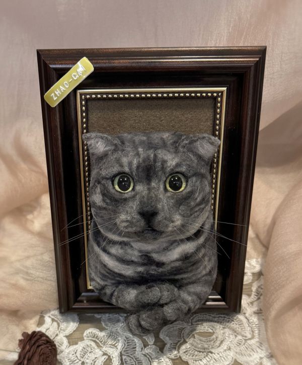 客製化擬真鋪毛羊毛氈相框 羊毛氈,客製,寵物客製化,羊毛氈手作,寵物羊毛氈,貓,擬真,鋪毛,客製毛孩,寵物紀念,羊毛氈紀念