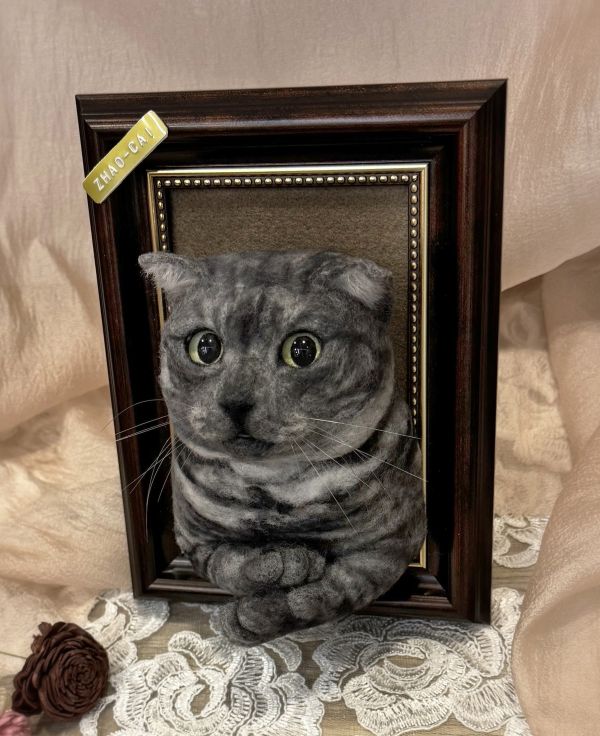 客製化擬真鋪毛羊毛氈相框 羊毛氈,客製,寵物客製化,羊毛氈手作,寵物羊毛氈,貓,擬真,鋪毛,客製毛孩,寵物紀念,羊毛氈紀念