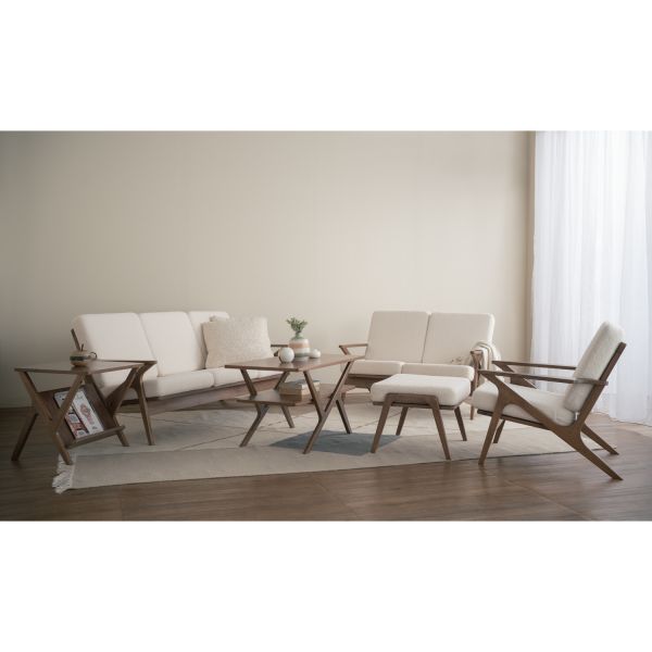 艾斯頓布面沙發-可可+珍珠白 