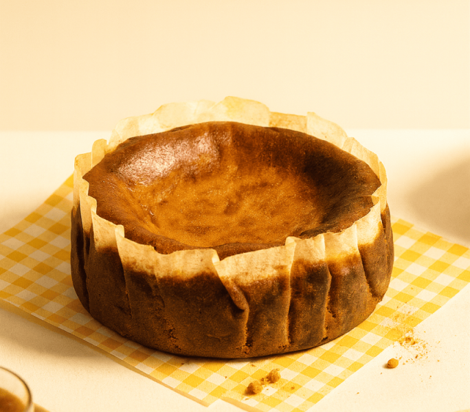 原味巴斯克乳酪蛋糕｜6吋 巴斯克乳酪蛋糕, 手作蛋糕, 焦香巴斯克, 原味巴斯克, 親子甜點, 桃園甜點, 冷凍宅配, OLIOLI 大小樂樂, 宅配甜點