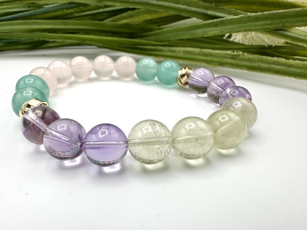 利比亞隕石X紫水晶X粉水晶X綠瑩石 