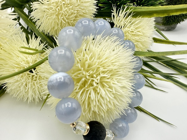 藍紋瑪瑙X銀曜石X白水晶 