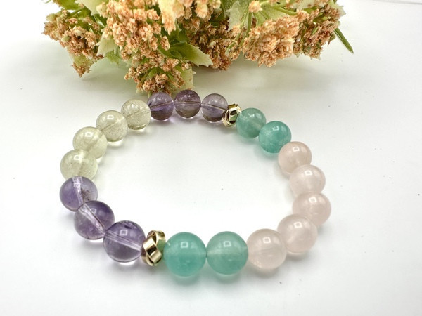 利比亞隕石X紫水晶X粉水晶X綠瑩石 