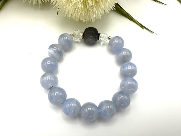 藍紋瑪瑙X銀曜石X白水晶 