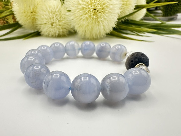 藍紋瑪瑙X銀曜石X白水晶 