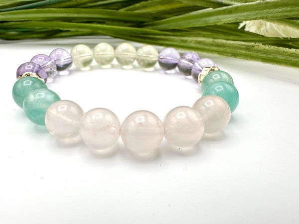 利比亞隕石X紫水晶X粉水晶X綠瑩石 