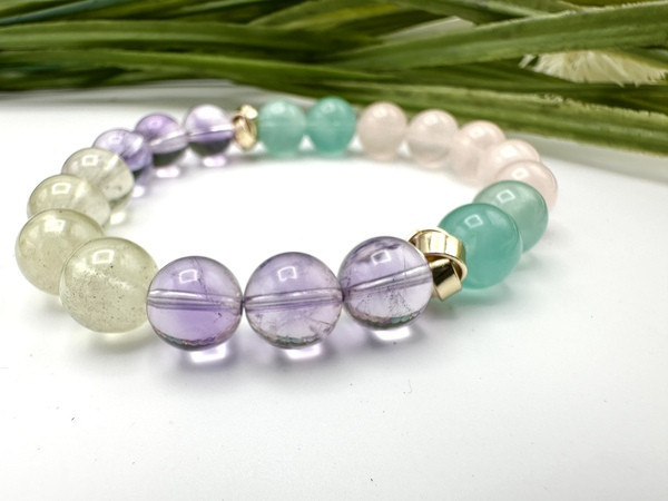 利比亞隕石X紫水晶X粉水晶X綠瑩石 